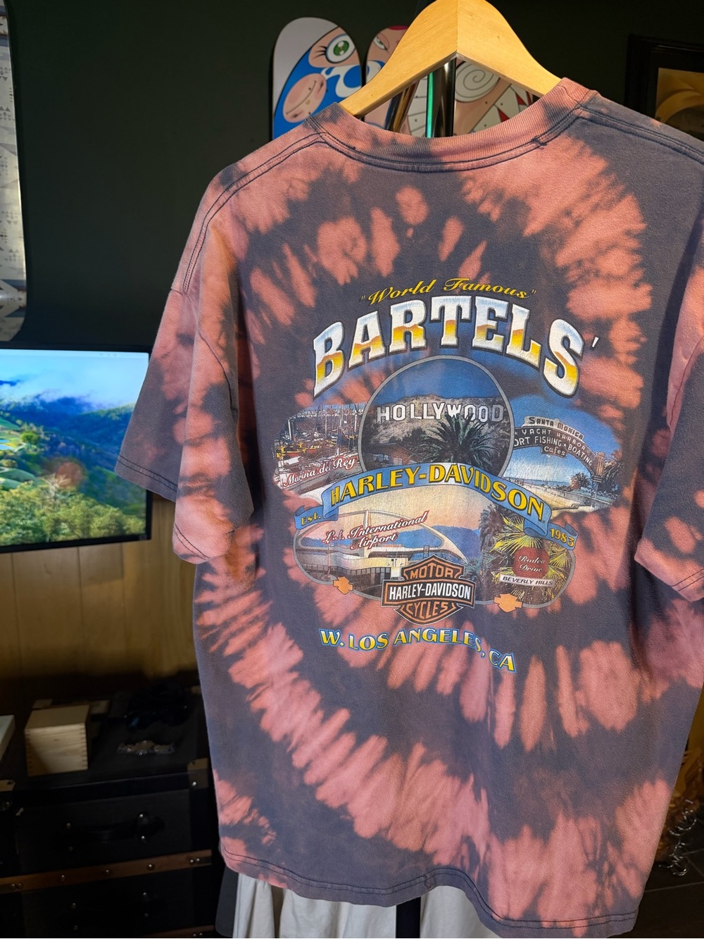 Harley-Davidson Bartels Los Angeles California Bleach Custom Tie-Dye Tee
